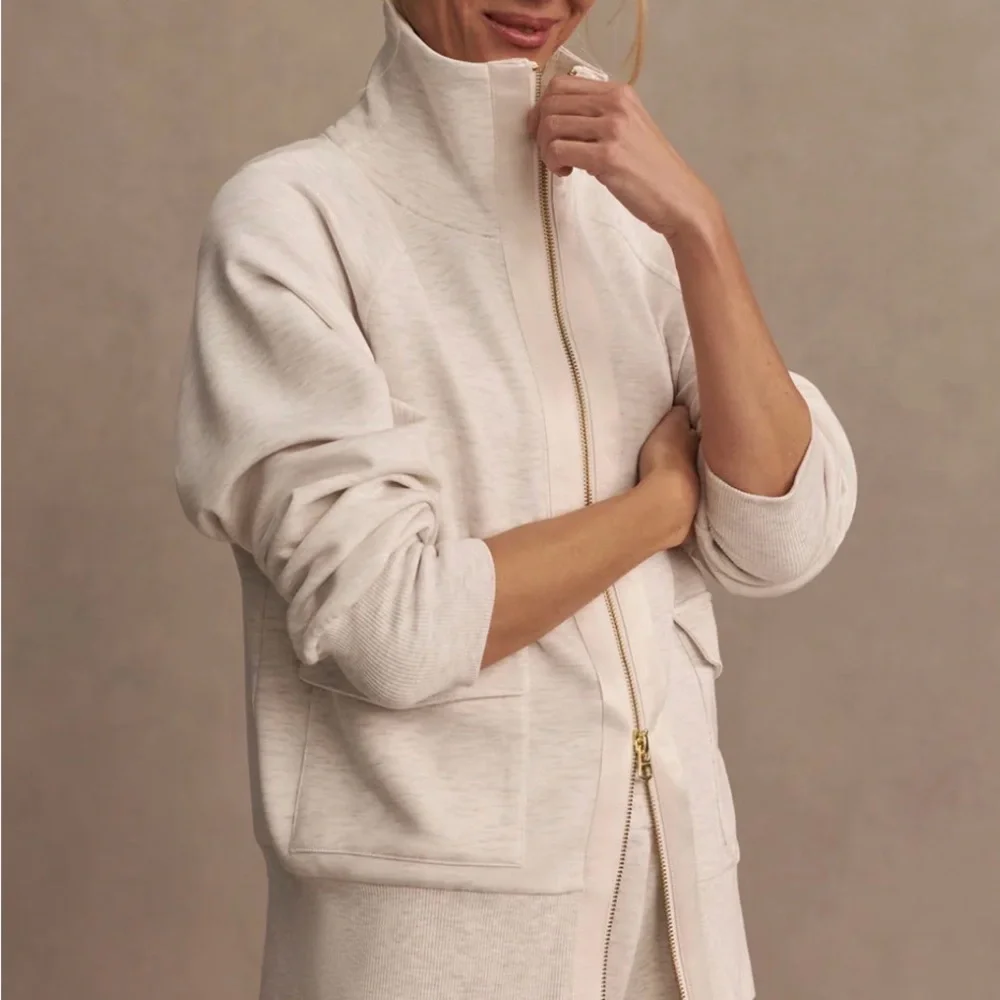 Varley Cream Bomber Jacket - Picture 2 of 5